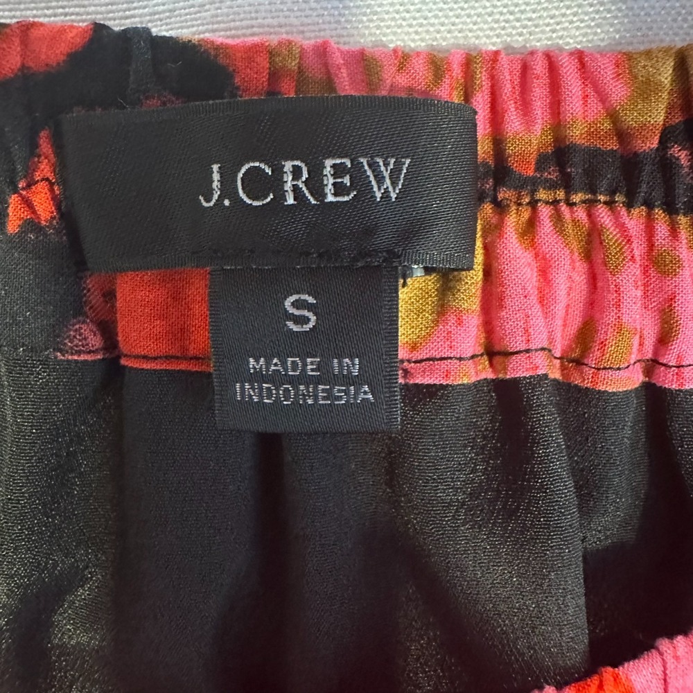 J Crew Size-S-M Tiered Midi Skirt Pink Palm Tropical‎ Print - Picture 2 of 9